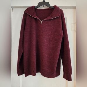 Men's Burgundy Half-Zip Sweater